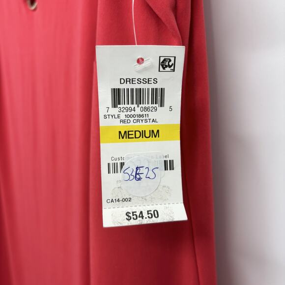 JM Collection Womens Shift Dress Sleeveless O-Ring Red Crystal Stretch Medium - Picture 4 of 5